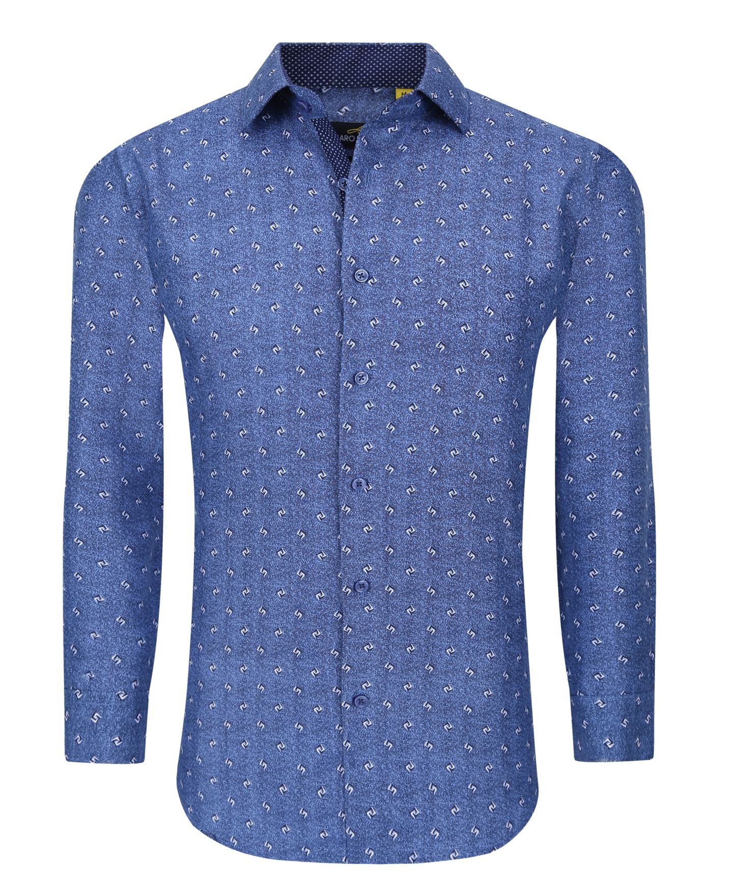 Мужская рубашка Azaro Uomo Business Geometric Long Sleeve Button Down Shirt, цвет: Тёмно-синий — фото 2
