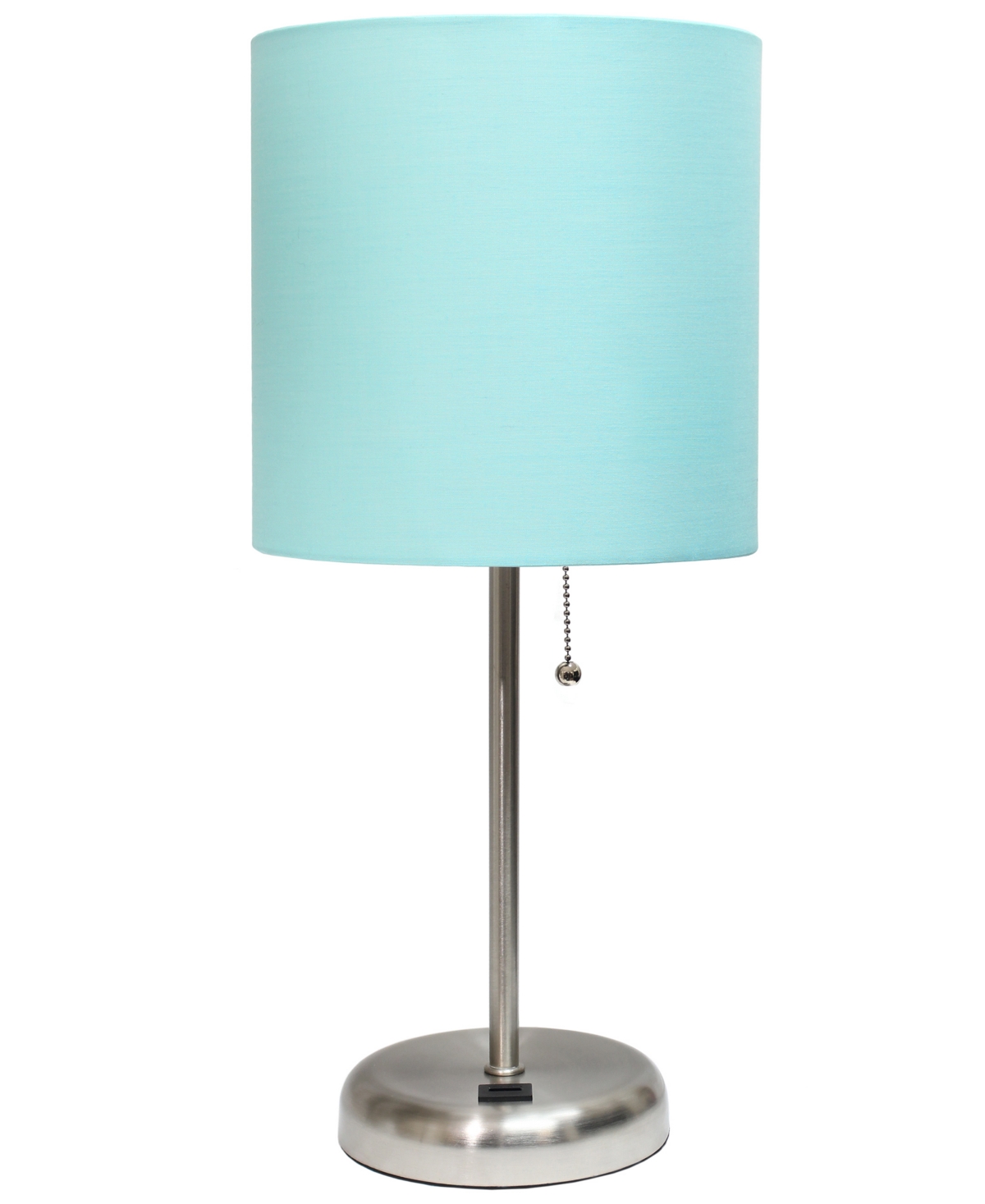 Limelights Stick Lamp With Usb Charging Port In Aqua Shade,brushed Steel Base