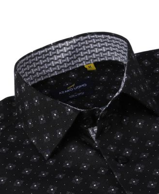 Men's Business Geometric Long Sleeve Button Down Shirt