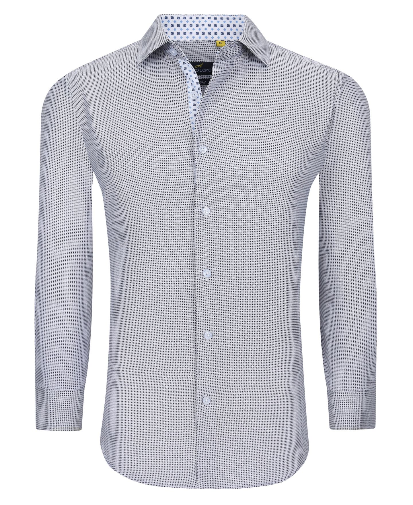 Мужская рубашка Azaro Uomo Business Geometric Long Sleeve Button Down Shirt, цвет: Синий — фото 3