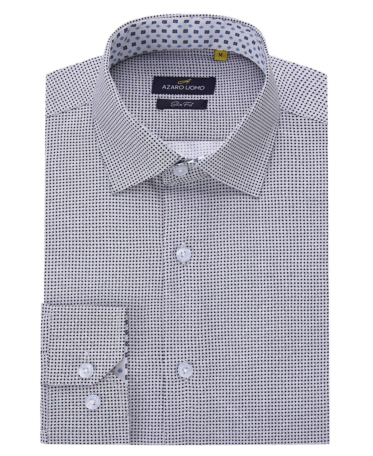 Men's Business Geometric Long Sleeve Button Down Shirt - Blue