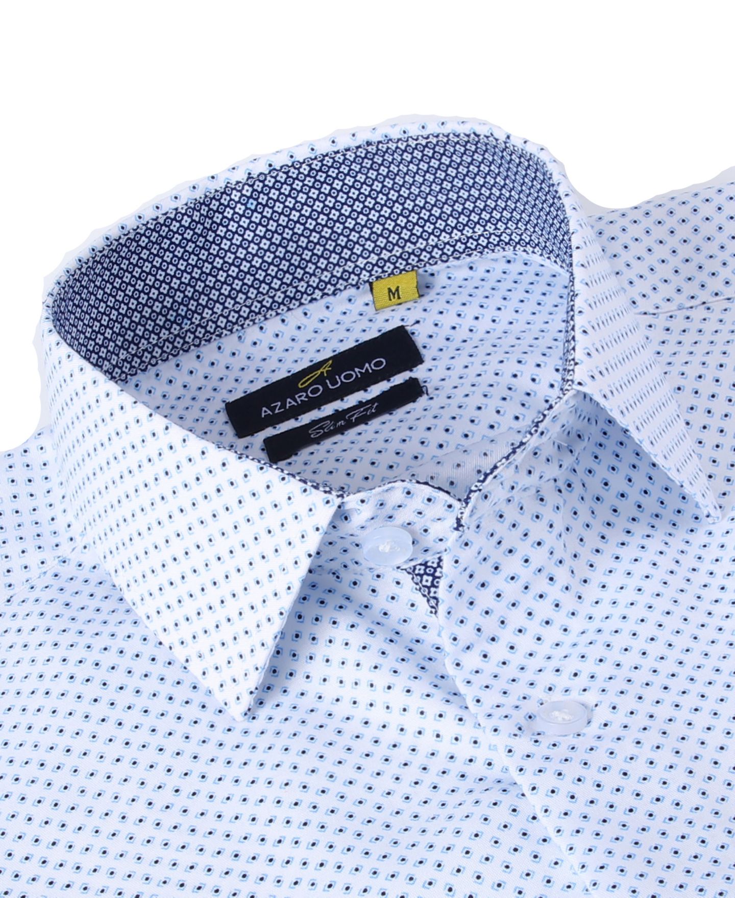 Мужская рубашка Azaro Uomo Business Geometric Long Sleeve Button Down Shirt, цвет: Белый — фото 2