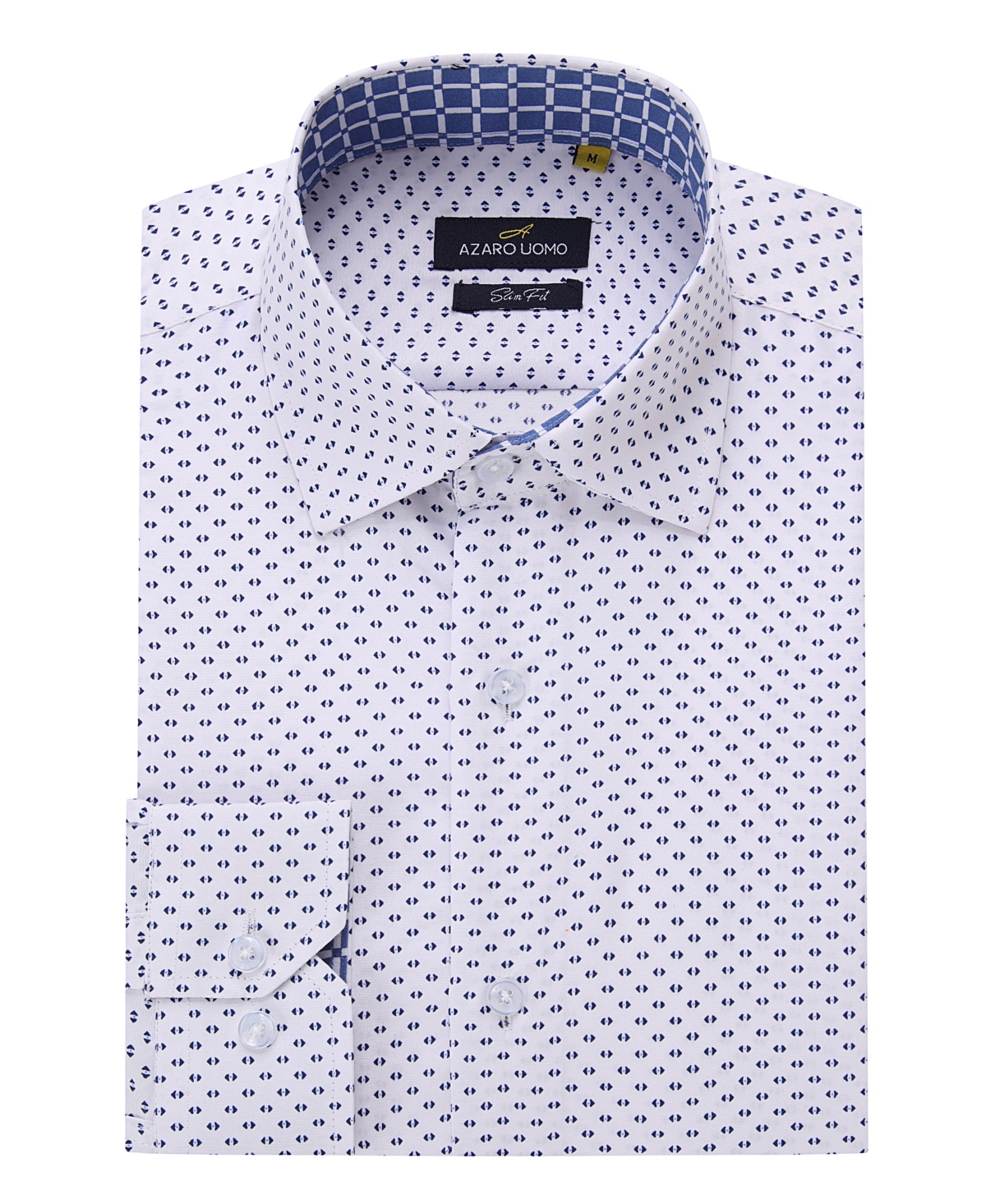 Azaro Uomo Men's Business Geometric Long Sleeve Button Down Shirt In Blue