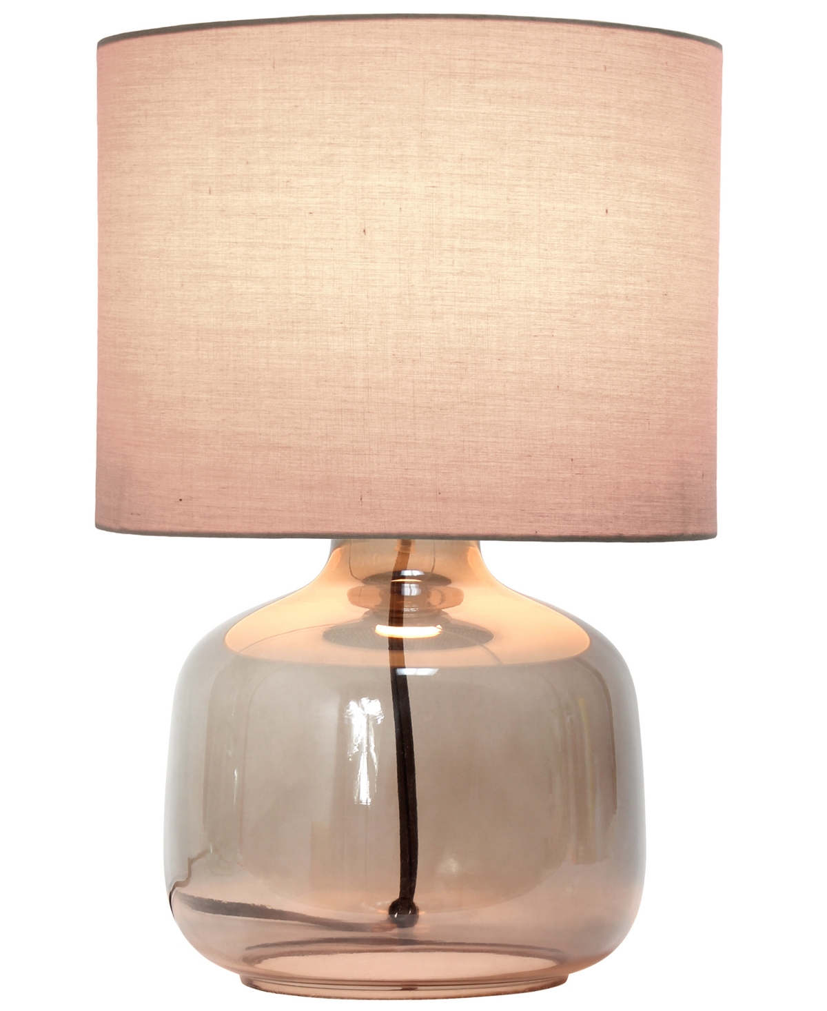 Simple Designs Glass Table Lamp with Fabric Shade, Green with White Shade