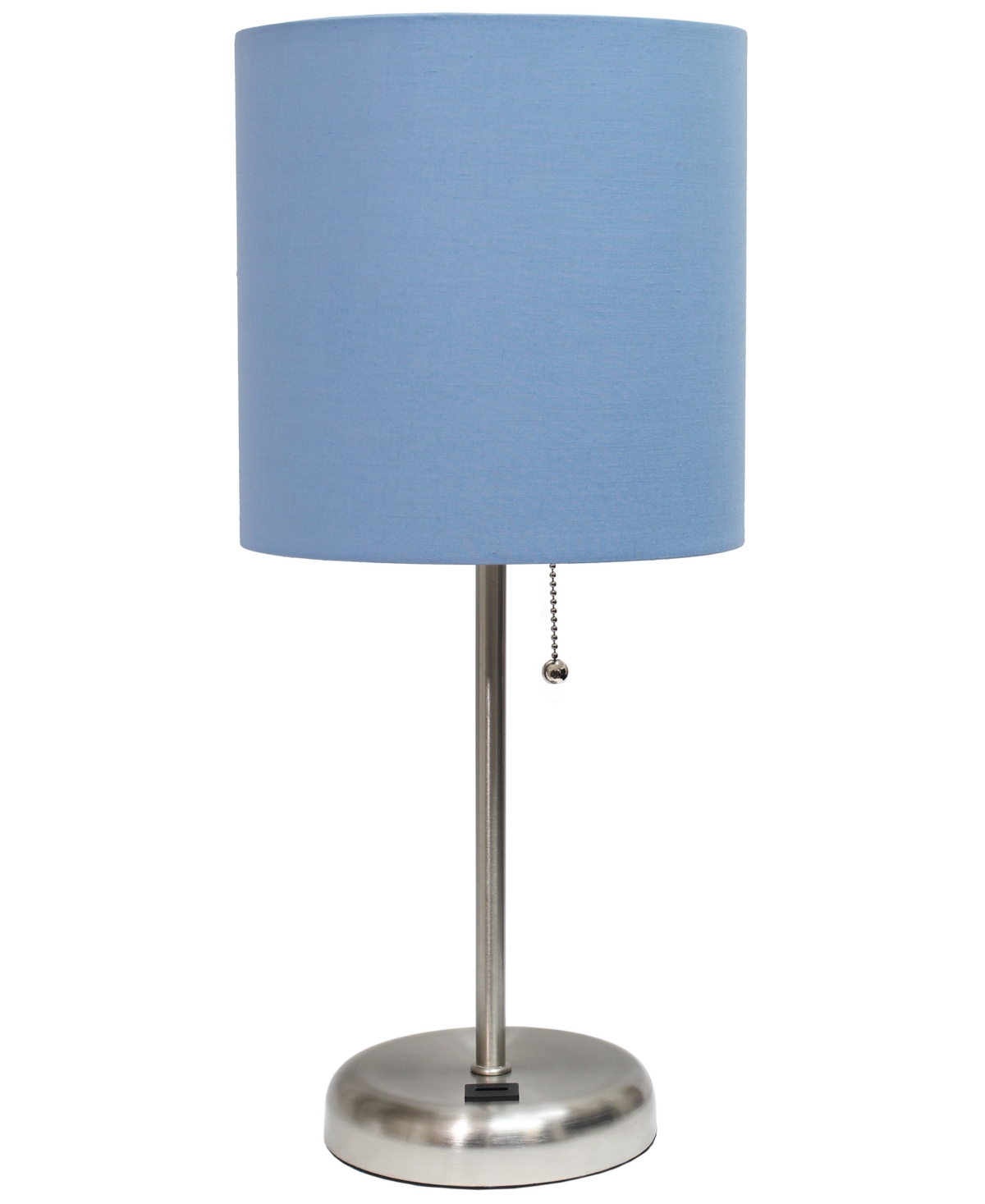 Limelights Stick Lamp With Usb Charging Port In Blue Shade,brushed Steel Base