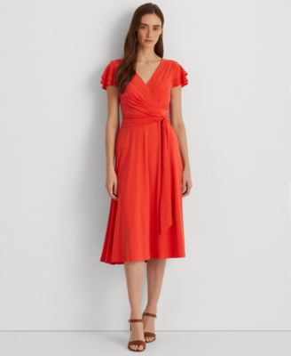 Ralph lauren flutter sleeve jersey dress on sale