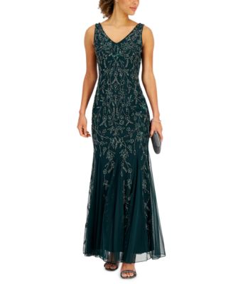 J Kara Beaded Chiffon Dress