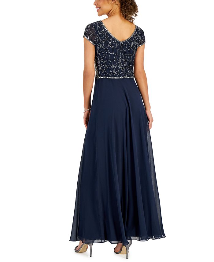 j kara beaded dress Nox Anabel G1368 Elegant Mermaid Prom Dress with Lace Up Back Lapis Blue / 12