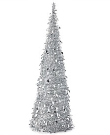 Shine Bright 71 in Pop-Up Tinsel Tree LED Light-Up Decor, Created for Macy's.  