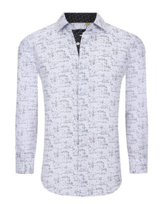 Men's Business Geometric Long Sleeve Button Down Shirt