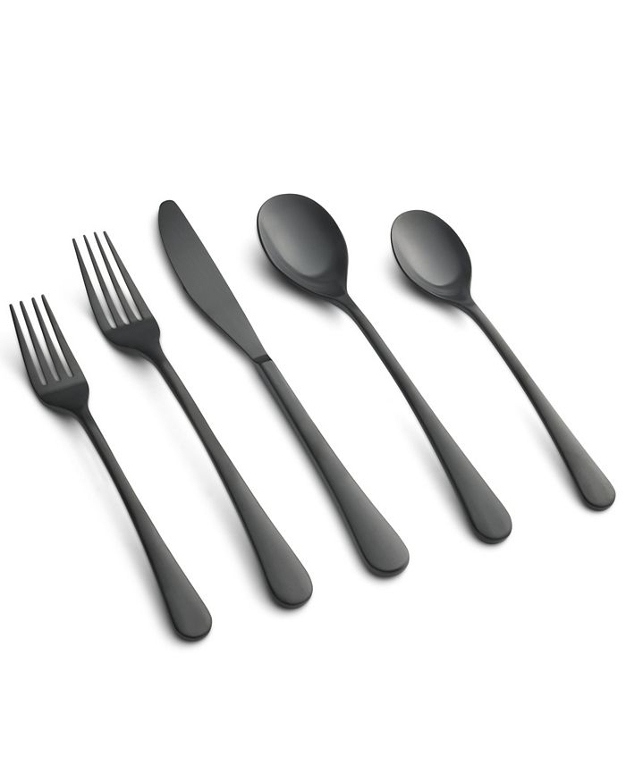 Cambridge Silversmiths Lorenn Black Satin 20-Piece Flatware Set, Service for 4