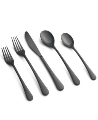 Cambridge Silversmiths Xyla Black Satin Flatware Set, 20 Piece - Macy's