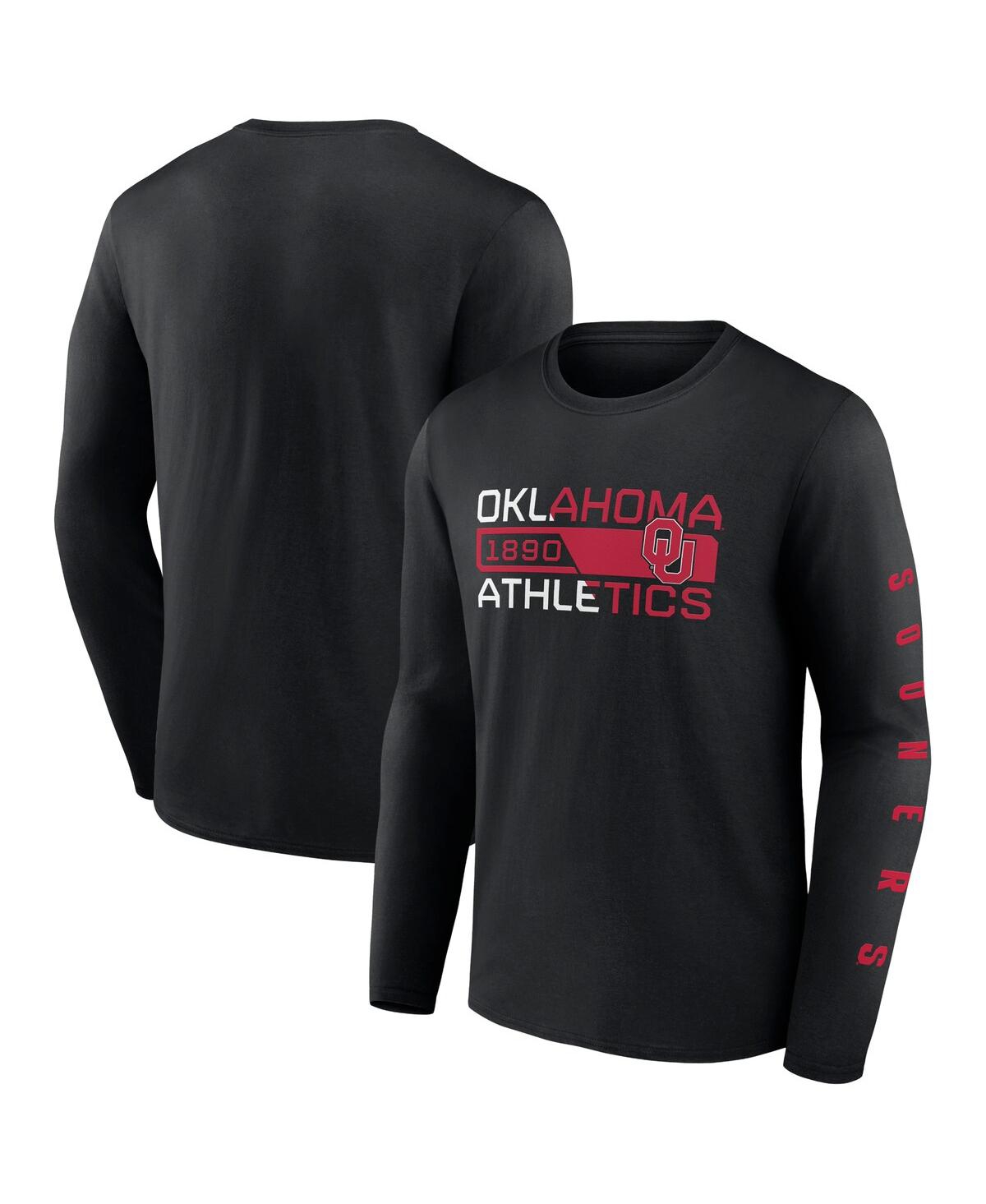 Shop Fanatics Men's  Black Oklahoma Sooners Broad Jump 2-hit Long Sleeve T-shirt
