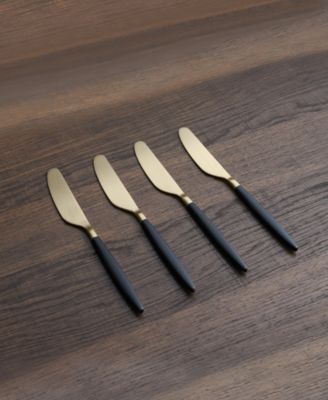 Gaze Two Tone Black-Gold Satin Spreaders Set, 4 Piece