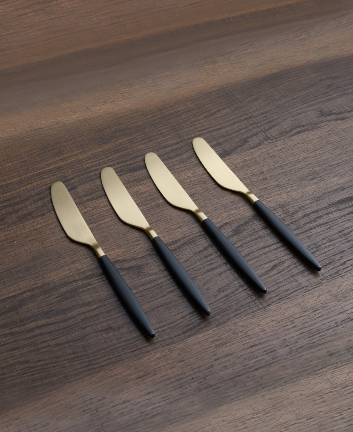 Cambridge Silversmiths Gaze Two Tone Black-Gold Satin Spreaders Set, 4 Piece - Black and Champagne Gold-Tone