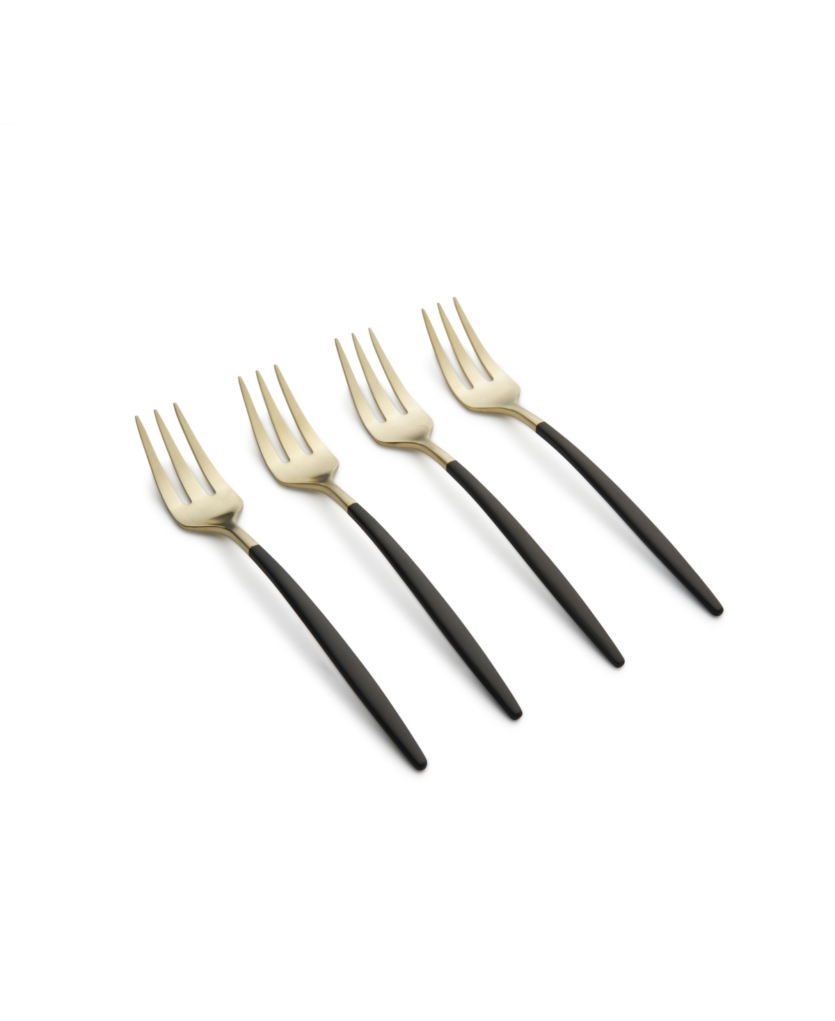 Cambridge Silversmiths Gaze Two Tone Black-gold Satin Cocktail Forks Set, 4 Piece In Black And Champagne Gold-tone