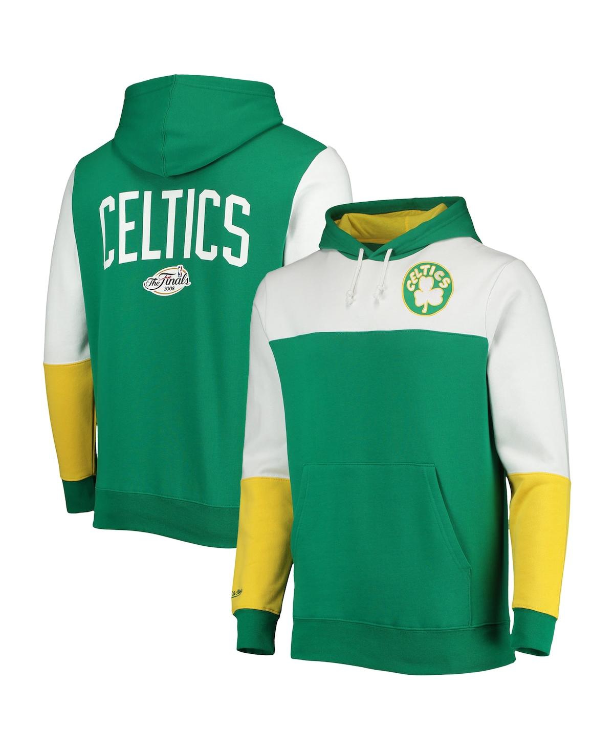 Men's Mitchell & NessBoston Celtics Hardwood Classics 2008 Nba Finals Fusion 2.0 Colorblock Pullover Hoodie - Kelly Green