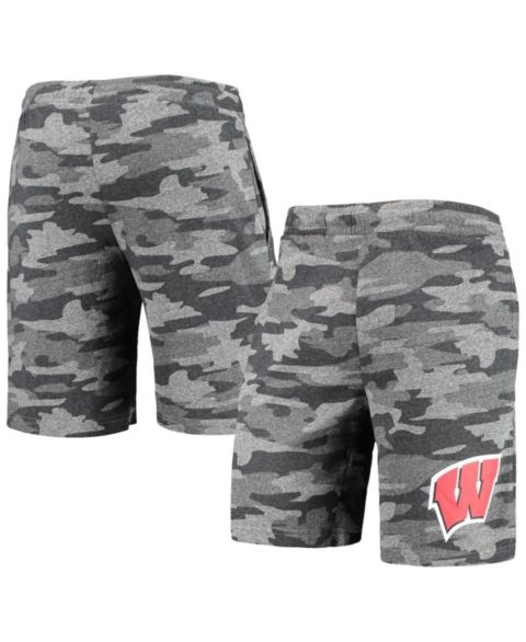 Мужские шорты Concepts Sport Charcoal, Gray Wisconsin Badgers Camo Backup Terry Jam Lounge
