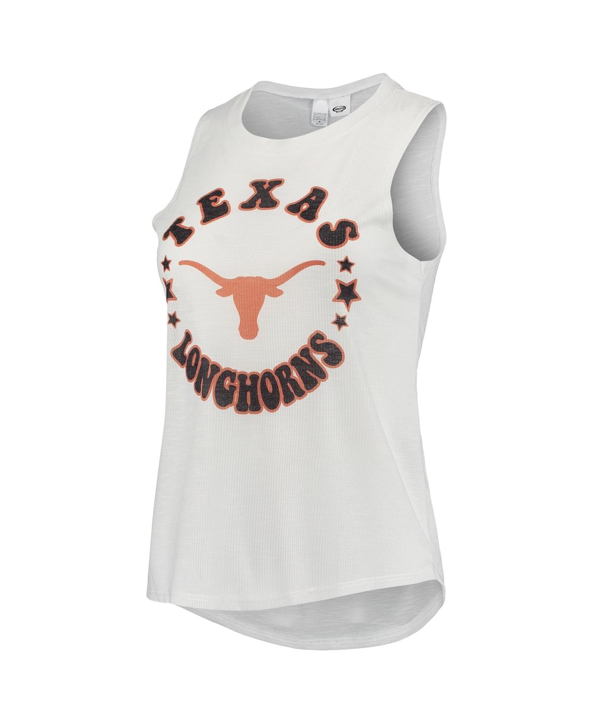 Shop Concepts Sport Women's  Charcoal, White Texas Longhorns Ultimate Flannel Tank Top And Shorts Sleep Se In Charcoal,white