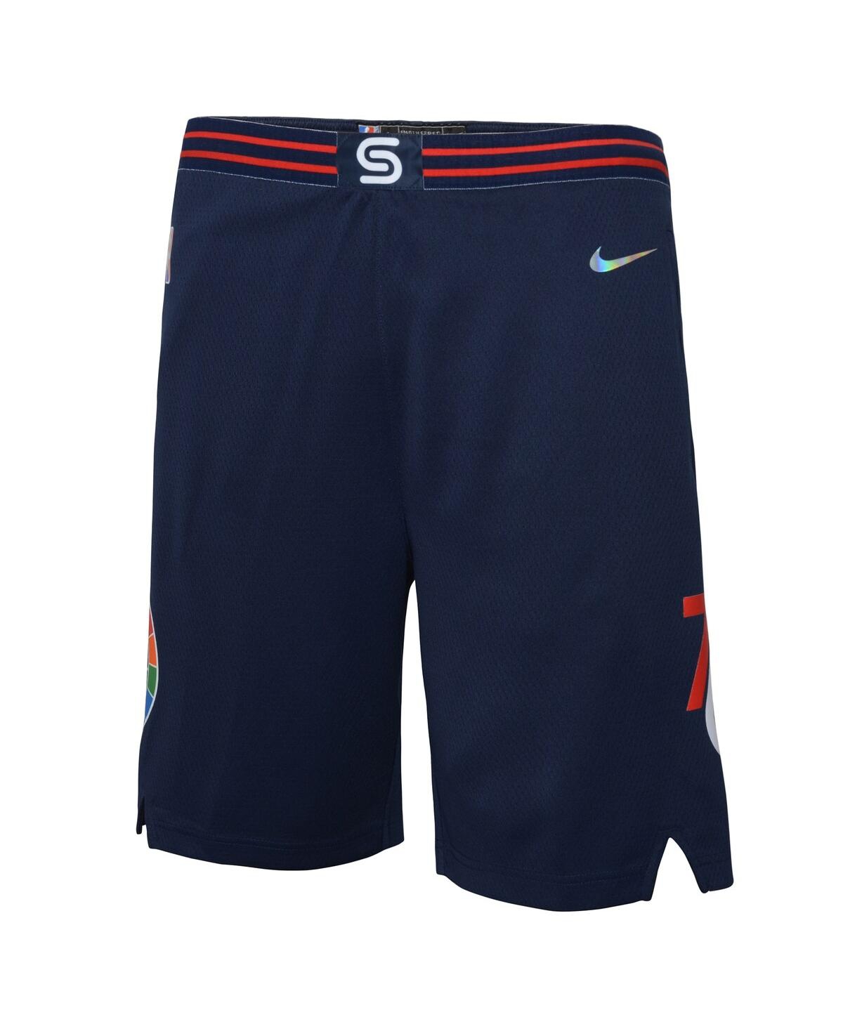 Shop Nike Big Boys  Navy Philadelphia 76ers 2021/22 City Edition Courtside Swingman Shorts