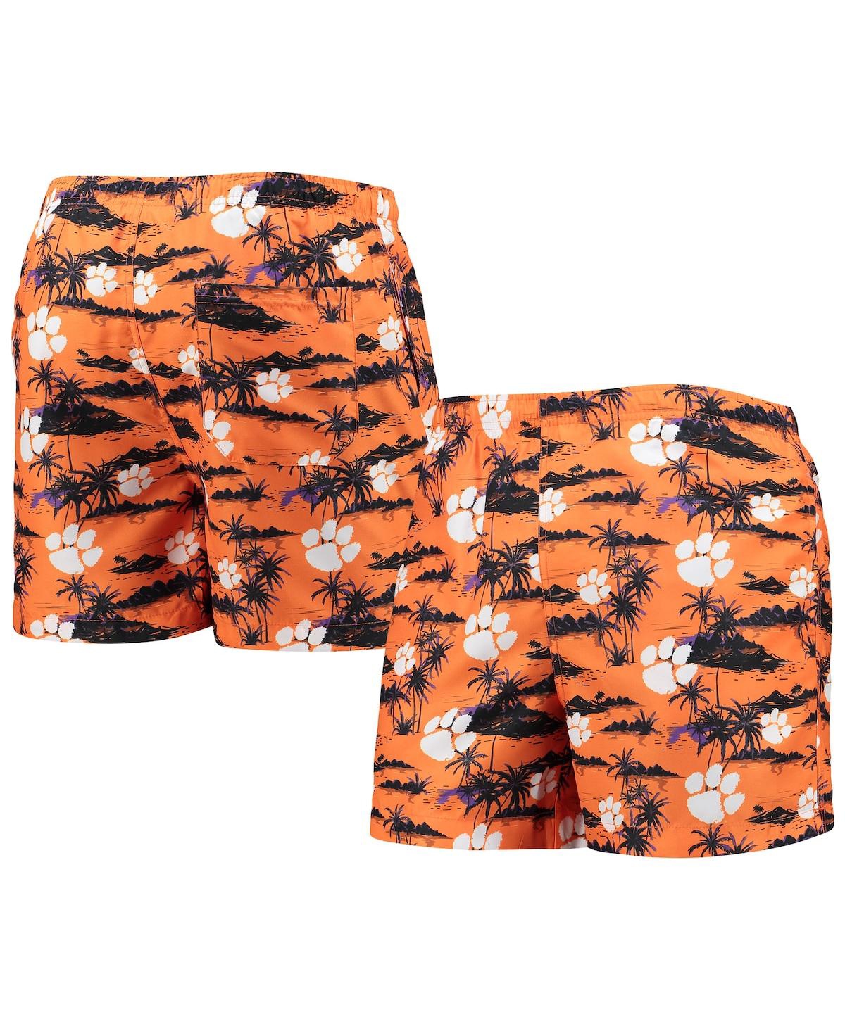 Shop Foco Men's  Orange Clemson Tigers Island Palm Swim Trunks