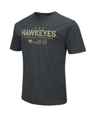 Men's Heathered Black Iowa Hawkeyes OHT Military-Inspired Appreciation Flag 2.0 T-shirt