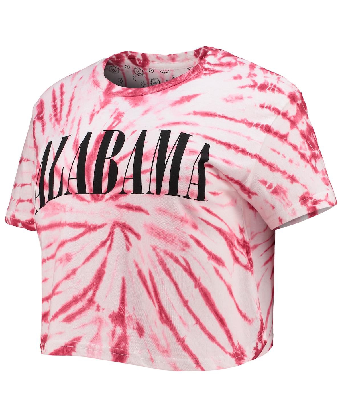 PRESSBOX WOMEN'S PRESSBOX CRIMSON ALABAMA CRIMSON TIDE SHOWTIME TIE-DYE CROP T-SHIRT 