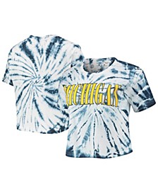 Women's Navy Michigan Wolverines Showtime Tie-Dye Crop T-shirt
