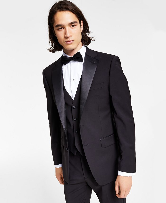 Size 46R Jacket & 40R Pants Dress Formal Wedding Men's Black Tuxedo Prom 
