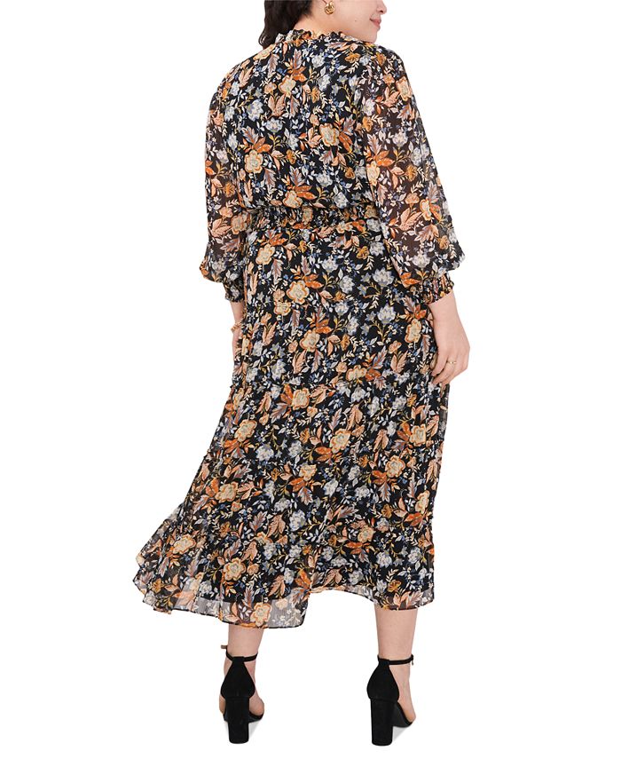 MSK Plus Size Printed Chiffon Maxi Dress - Macy's