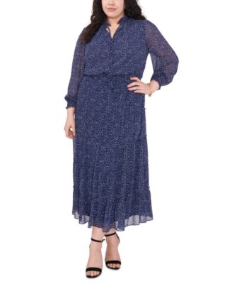 MSK - Plus Size Printed Chiffon Maxi Dress