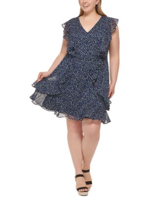 Tommy Hilfiger - Plus Size Ruffled Chiffon Dress
