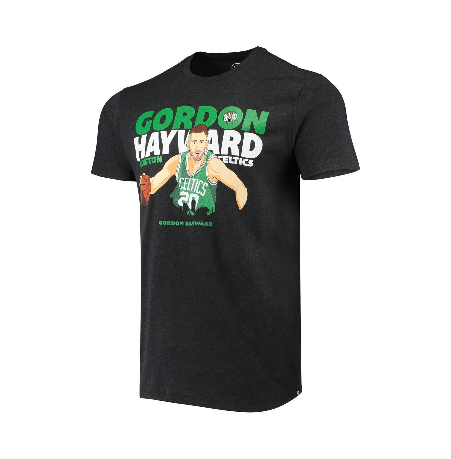 Мужская футболка '47 Brand Gordon Hayward Heathered Black Boston Celtics Player Graphic — фото 4