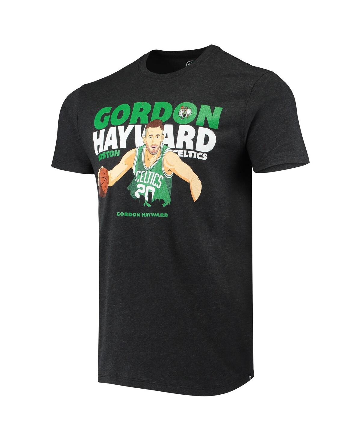 Shop 47 Brand Men's Gordon Hayward Heathered Black Boston Celtics Player Graphic T-shirt