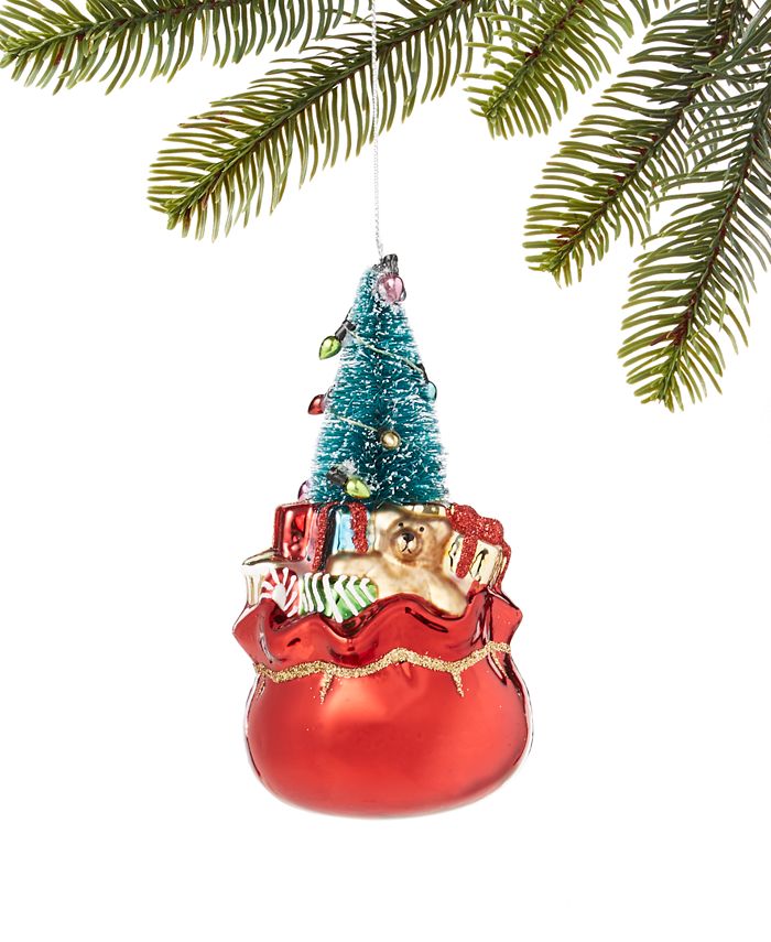 Holiday Lane Christmas Cheer Molded Glass Sack Ornament, Created for ...