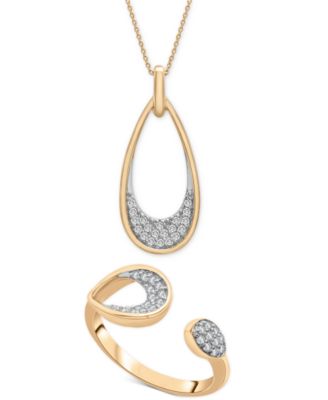 Diamond Pave Pendant Necklace Cuff Ring Collection In 14k Gold Created For Macys