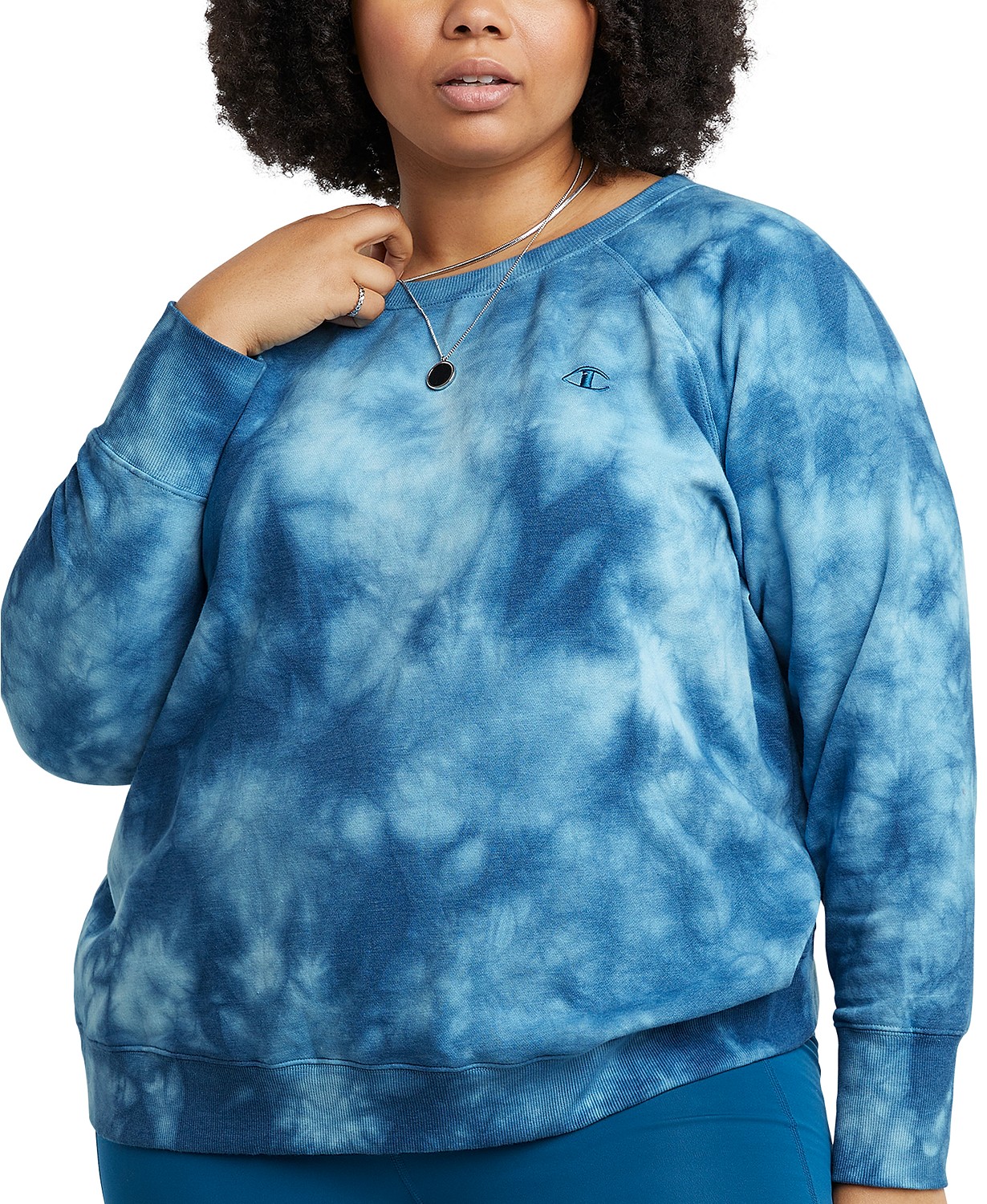 Plus Size Fleece Ombre-Dyed Crewneck Sweatshirt