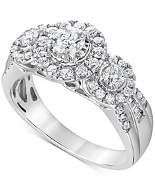 Diamond Triple Halo Engagement Ring (1 ct. t.w.) in 14k White Gold