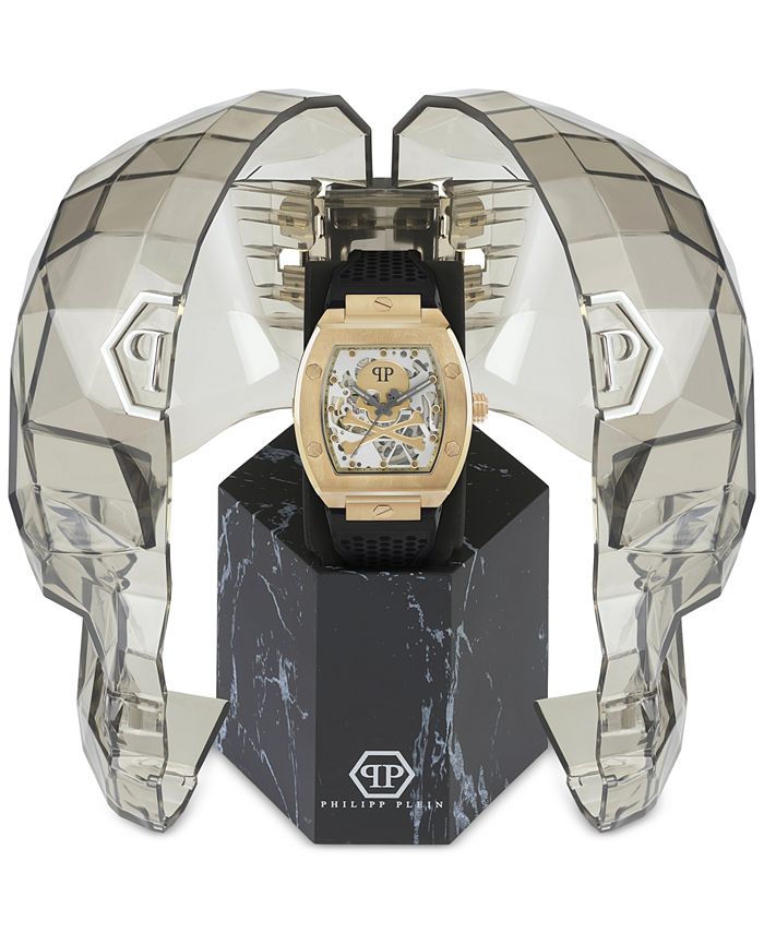 Philipp Plein Men's Automatic The $keleton Black Silicone Strap Watch ...