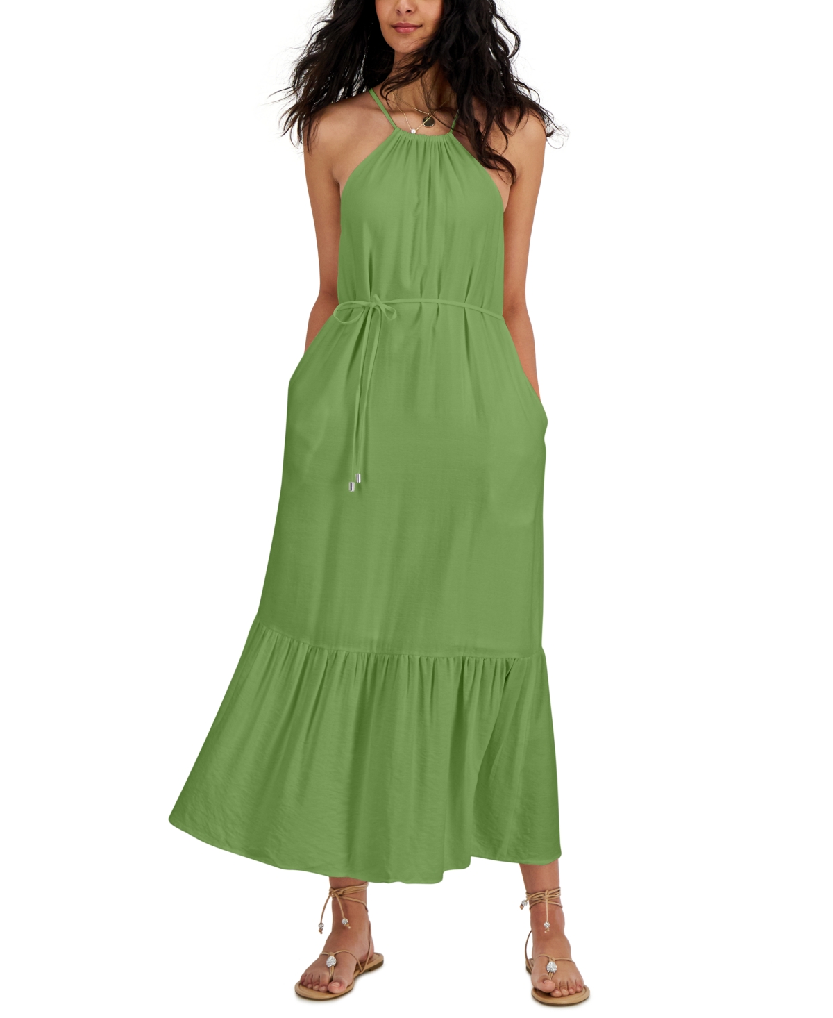 slim fit dress slacks Sustainable & Ethical Luxury Green Halter Maxi Dress/Gown for Women main image 1