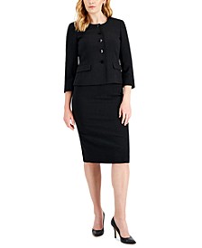 Women's Snap Front Skirt Suit, Regular and Petite Sizes