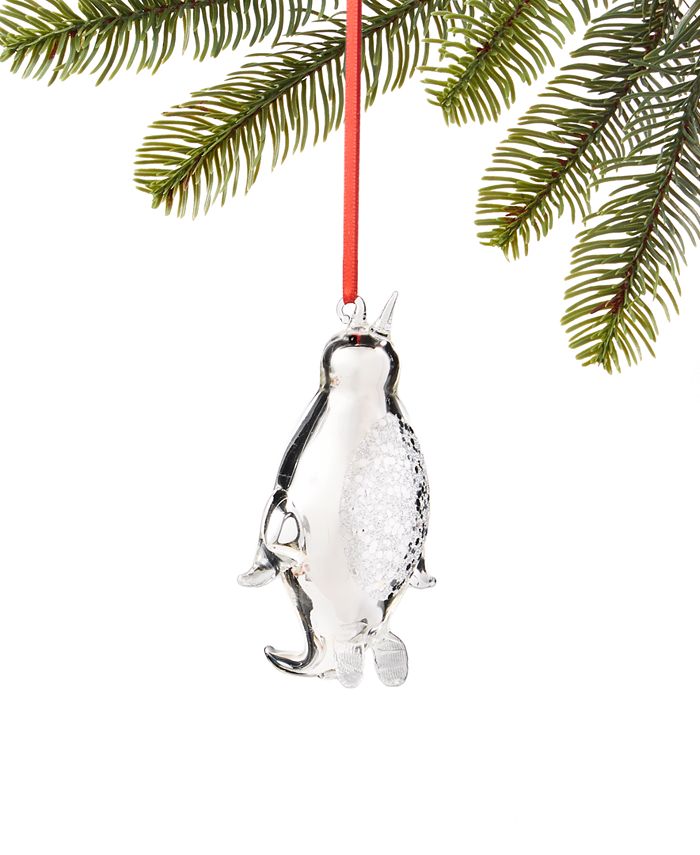 Holiday Lane Silver Bells Glass Penguin Ornament, Created for Macy's