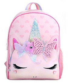 Big Girls Gwen Glitter Hearts Print Butterfly Crown Large Backpack