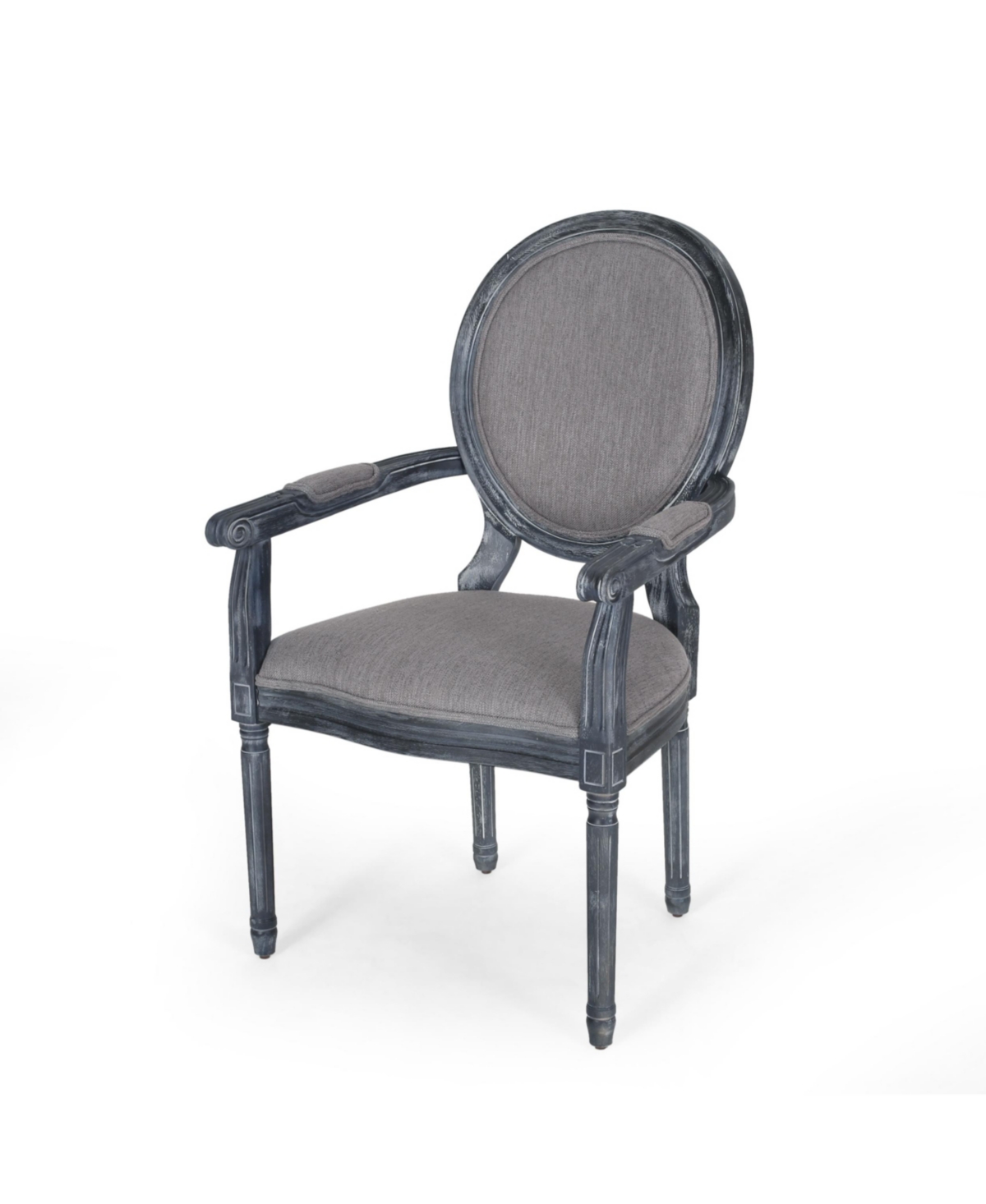 Noble House Judith French Country Wood Upholstered Dining Chair Set, 2 Piece In Gray