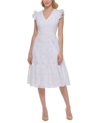 KARL LAGERFELD PARIS - Women's Cotton Eyelet A-Line Dress