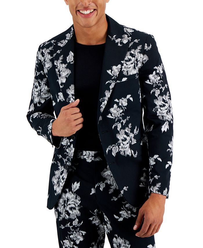 Tallia Men's Slim-Fit Floral Jacquard Bomber Jacket - Macy's
