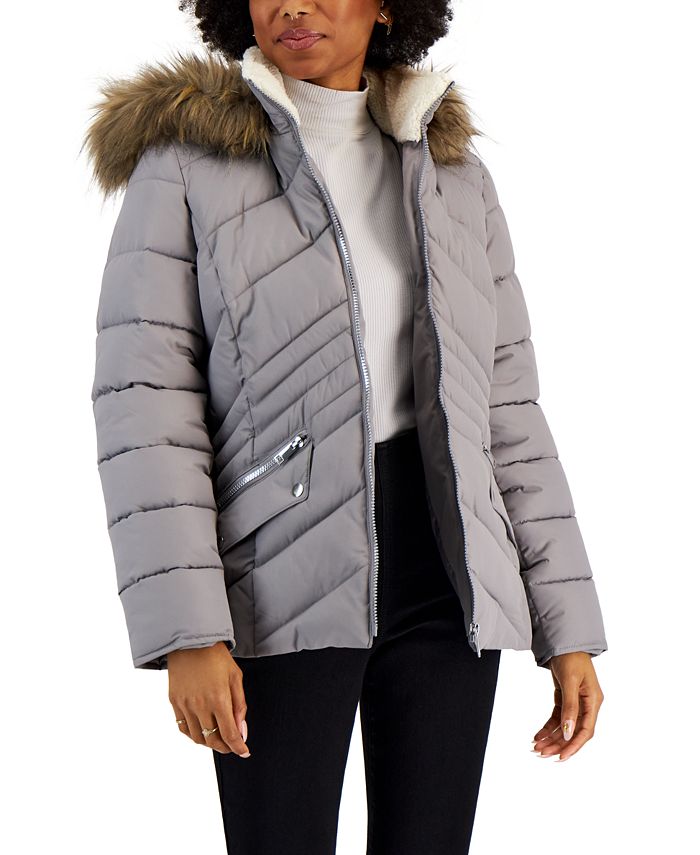 Maralyn & Me Juniors' Faux-Fur-Trim Hooded Puffer Coat, Created for Macy's  & Reviews - Coats & Jackets - Women - Macy's
