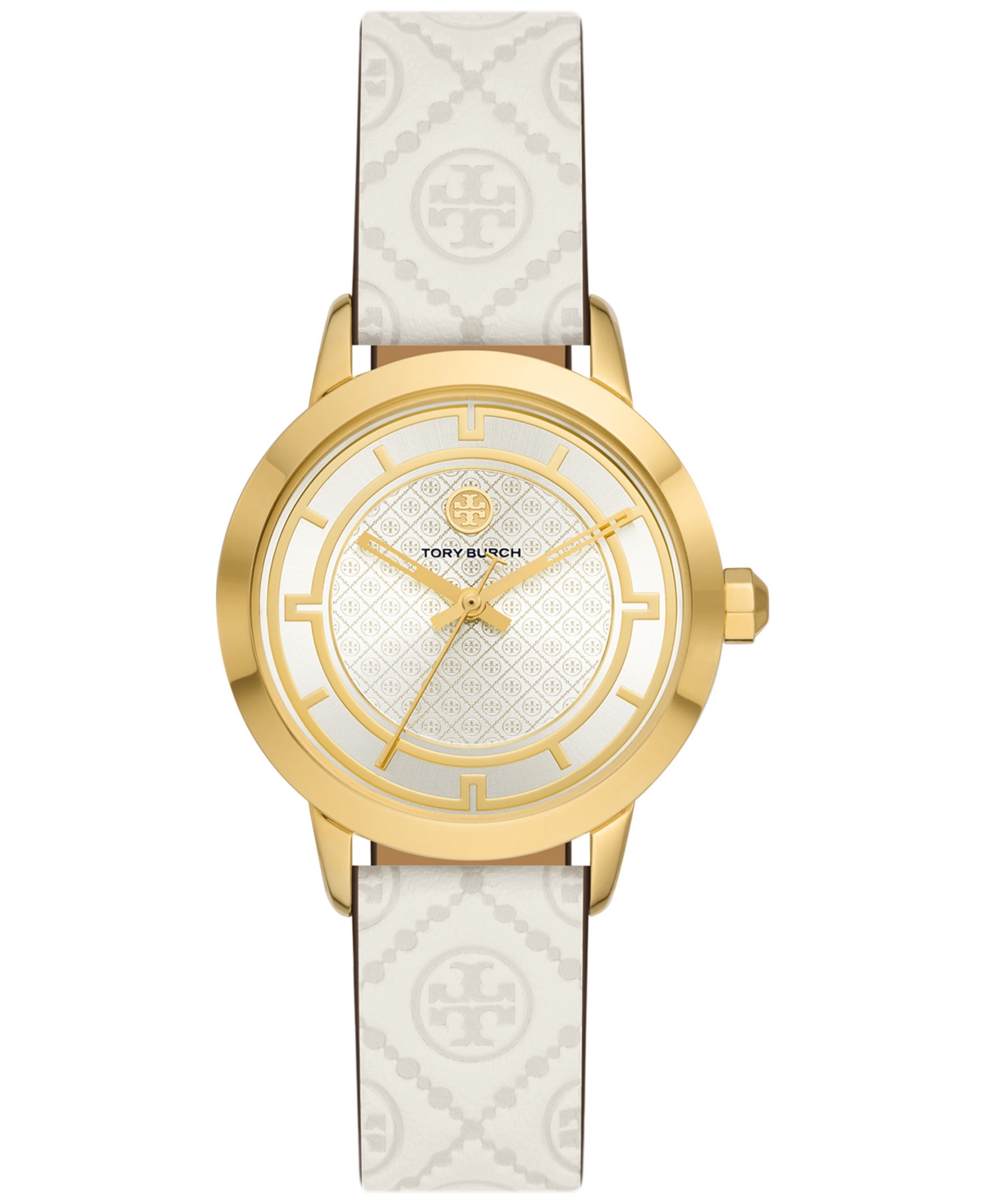 Tory Burch Women's The Tory Monogram Embossed Leather Strap Watch 34mm