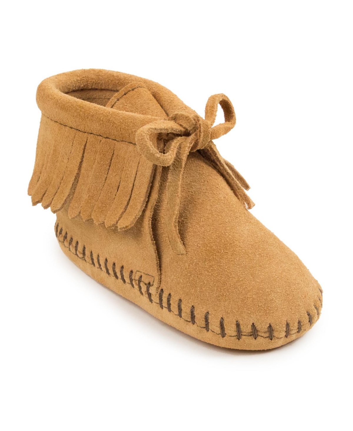 Shop Minnetonka Baby Boys And Girls Suede Fringe Booties In Tan