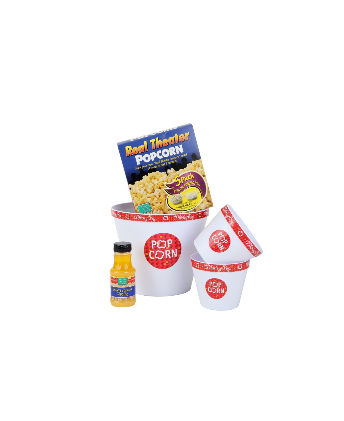 Wabash Valley Farms Whirley Pop Bowl Buttery Real Theater Gift Set, 5 Piece